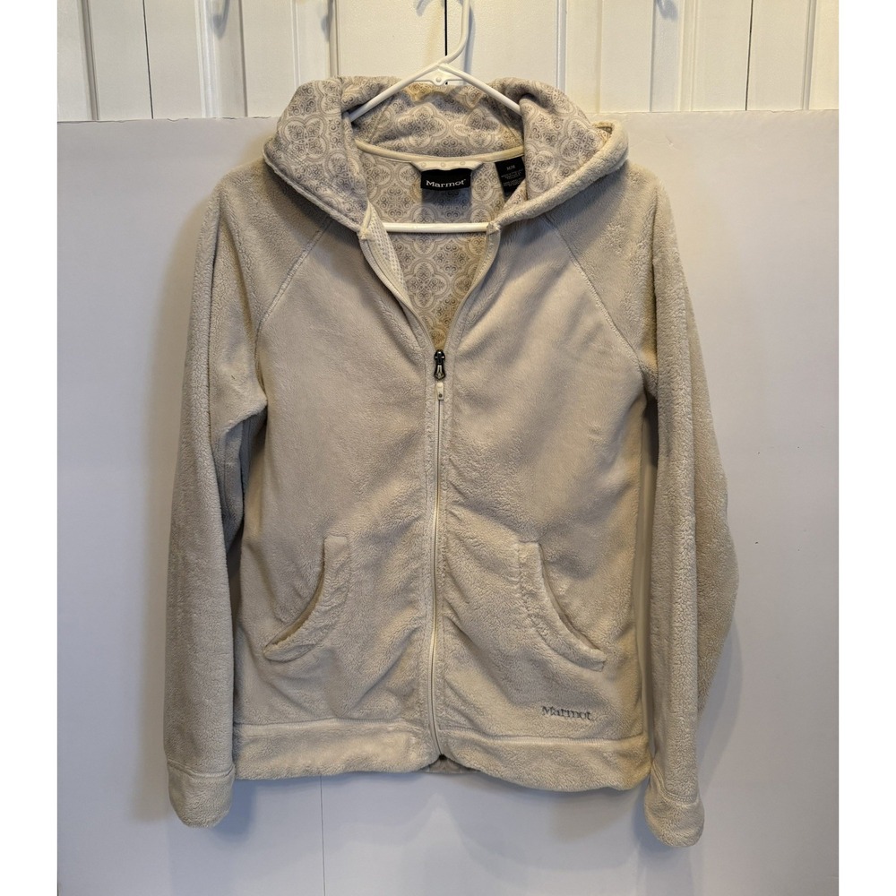 Marmot Full-Zip High Pile Fleece Hoodie, Women's‎ Medium Flannel CC 431 Cream